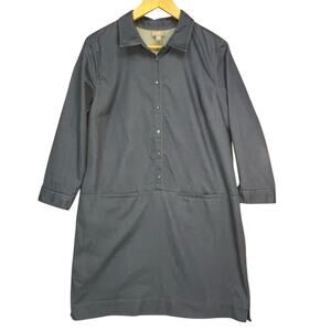 J Jill Women’s Blue Cotton‎ Blend Front Pocket Knee Length Retro Dress M